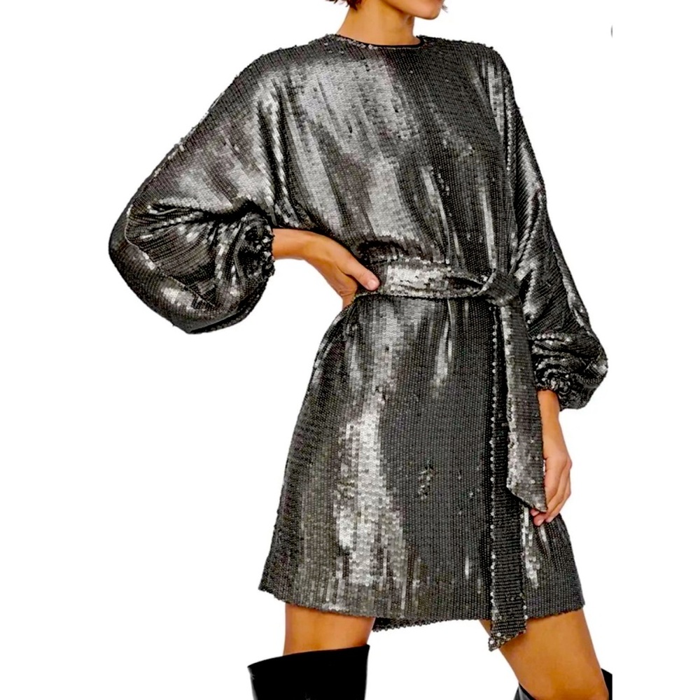 Anine Bing Angie Long Sleeved Sequins Dress M